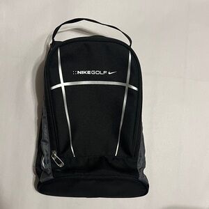 Nike Golf Shoe Bag Black Ventilated Mesh Zip Handle Travel Cleat Tote Swoosh